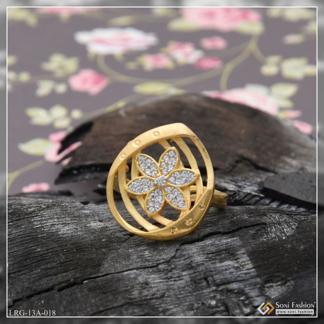 Stackable Diamond Flower Rings | 18K Gold | Organic Design - Lexie Jordan  Jewelry